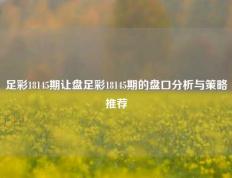 足彩18145期让盘足彩18145期的盘口分析与策略推荐
