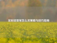 足彩冠亚军怎么买策略与技巧指南
