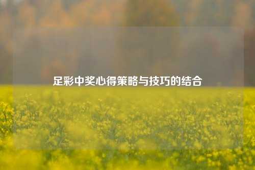足彩中奖心得策略与技巧的结合