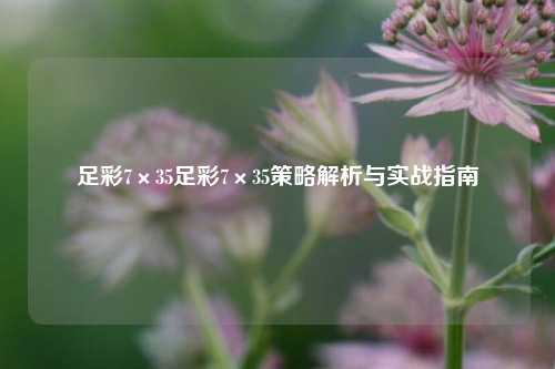 足彩7×35足彩7×35策略解析与实战指南