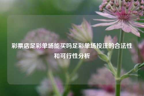 彩票店足彩单场能买吗足彩单场投注的合法性和可行性分析