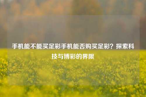手机能不能买足彩手机能否购买足彩？探索科技与博彩的界限