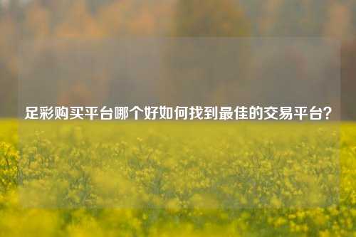 足彩购买平台哪个好如何找到最佳的交易平台？