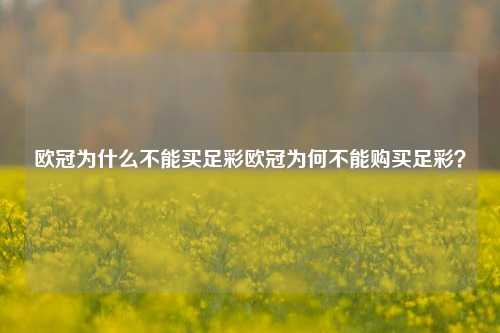 欧冠为什么不能买足彩欧冠为何不能购买足彩？