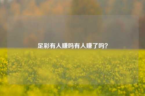 足彩有人赚吗有人赚了吗？