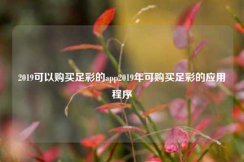 2019可以购买足彩的app2019年可购买足彩的应用程序