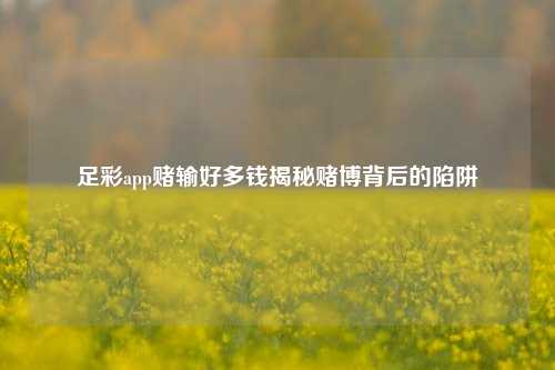 足彩app赌输好多钱揭秘赌博背后的陷阱