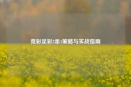 竞彩足彩2串1策略与实战指南