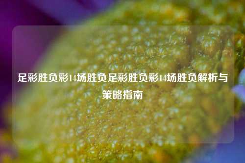 足彩胜负彩14场胜负足彩胜负彩14场胜负解析与策略指南