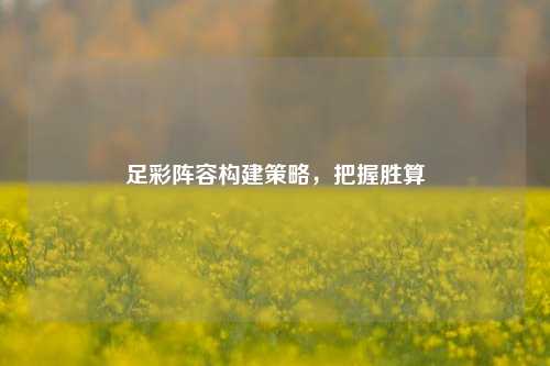足彩阵容构建策略，把握胜算