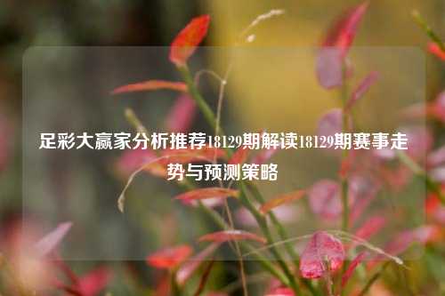 足彩大赢家分析推荐18129期解读18129期赛事走势与预测策略