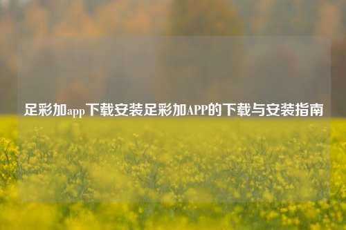 足彩加app下载安装足彩加APP的下载与安装指南