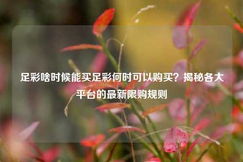 足彩啥时候能买足彩何时可以购买？揭秘各大平台的最新限购规则