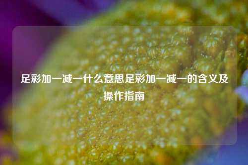 足彩加一减一什么意思足彩加一减一的含义及操作指南