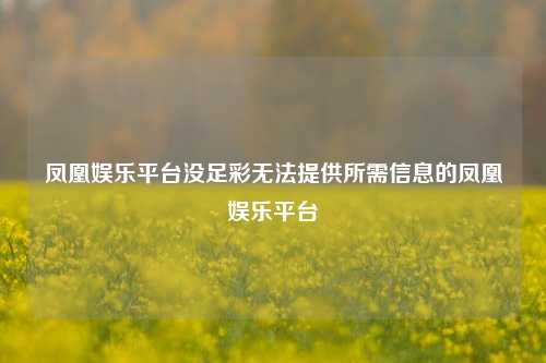 凤凰娱乐平台没足彩无法提供所需信息的凤凰娱乐平台