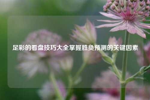 足彩的看盘技巧大全掌握胜负预测的关键因素