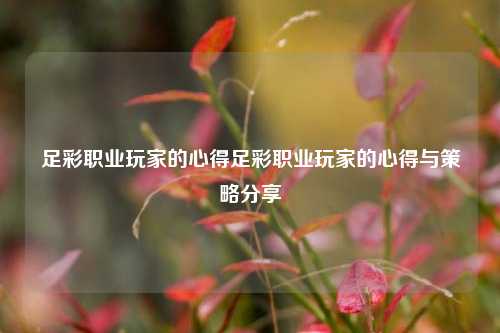 足彩职业玩家的心得足彩职业玩家的心得与策略分享